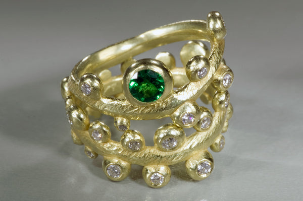Seaweed Ring with Tsavorite And Diamonds