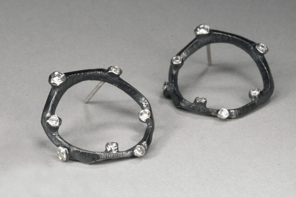 Branchy Large Circle Earring in Silver
