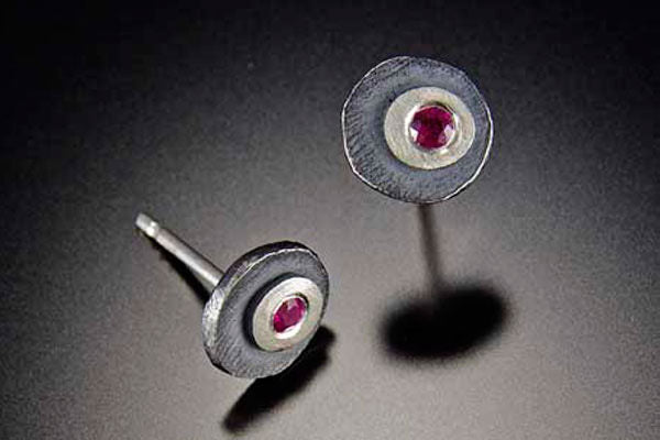 Small Disco Stud Earring with Center Stone