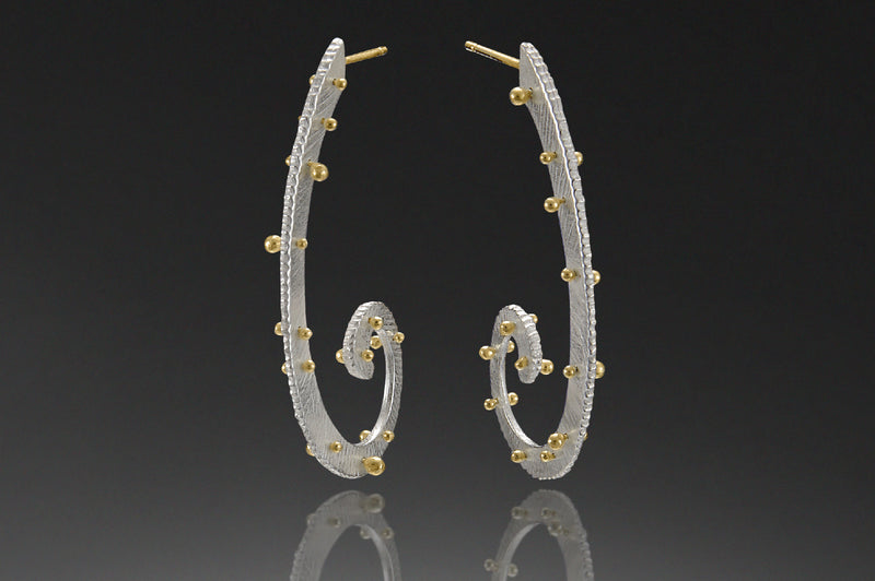 Long Horn Dig Earring with 18K Studs
