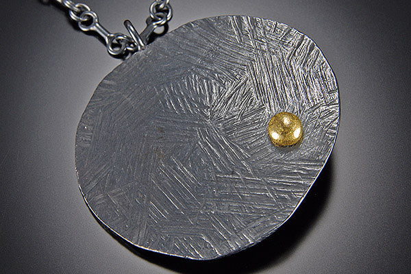 Off Round Large Shield Pendant with 22K Gold Ball