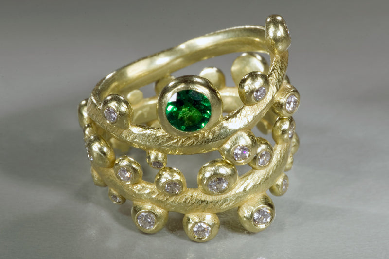 Seaweed Ring with Diamonds