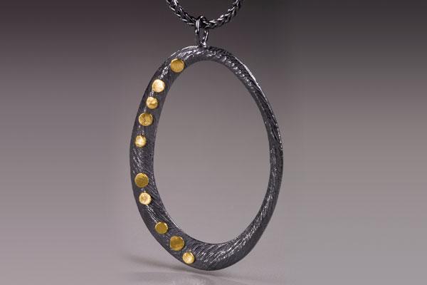 Oval Ring Pendant with 22K Gold Stations