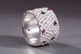 Bumpy Wide Ring with Diamonds